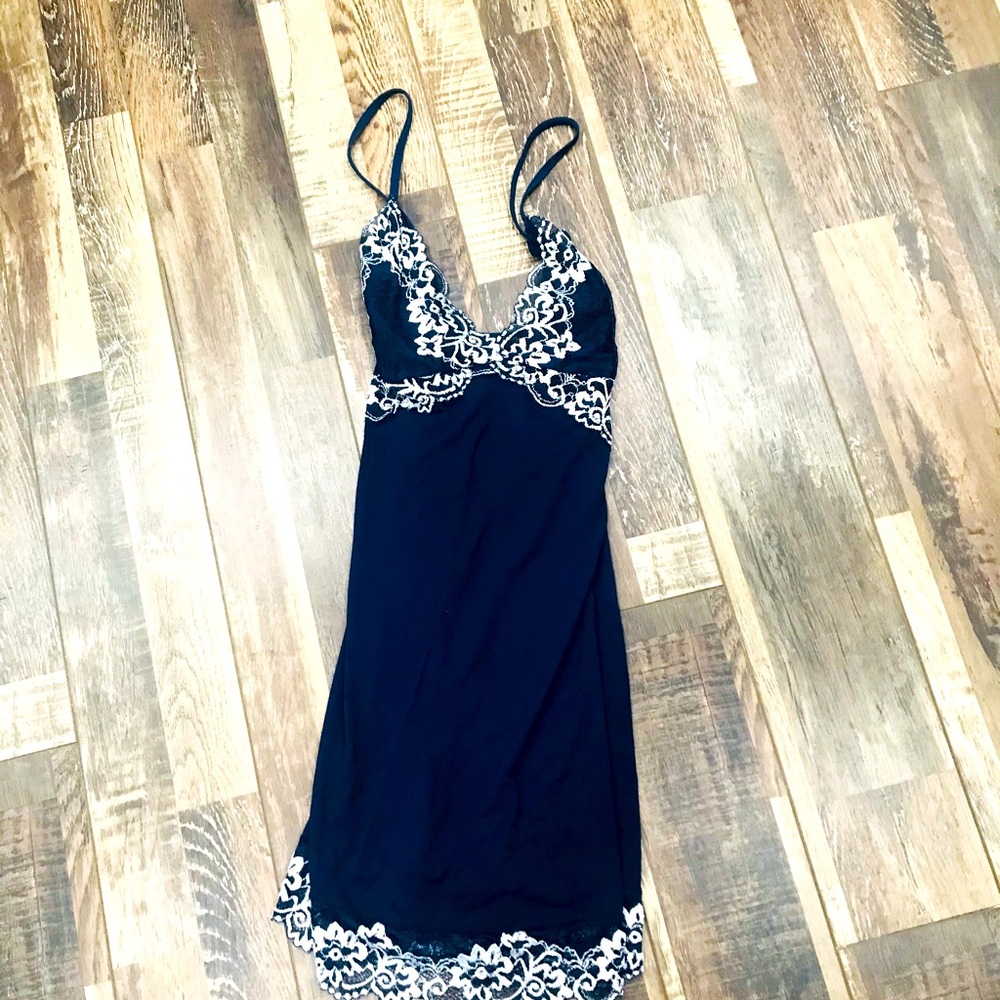 Babydoll Lingerie Dress (Navy & White)